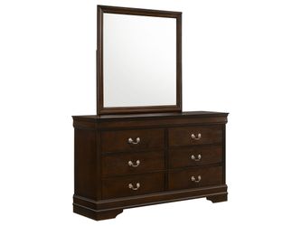 Louis Philippe Cappuccino Dresser and Mirror