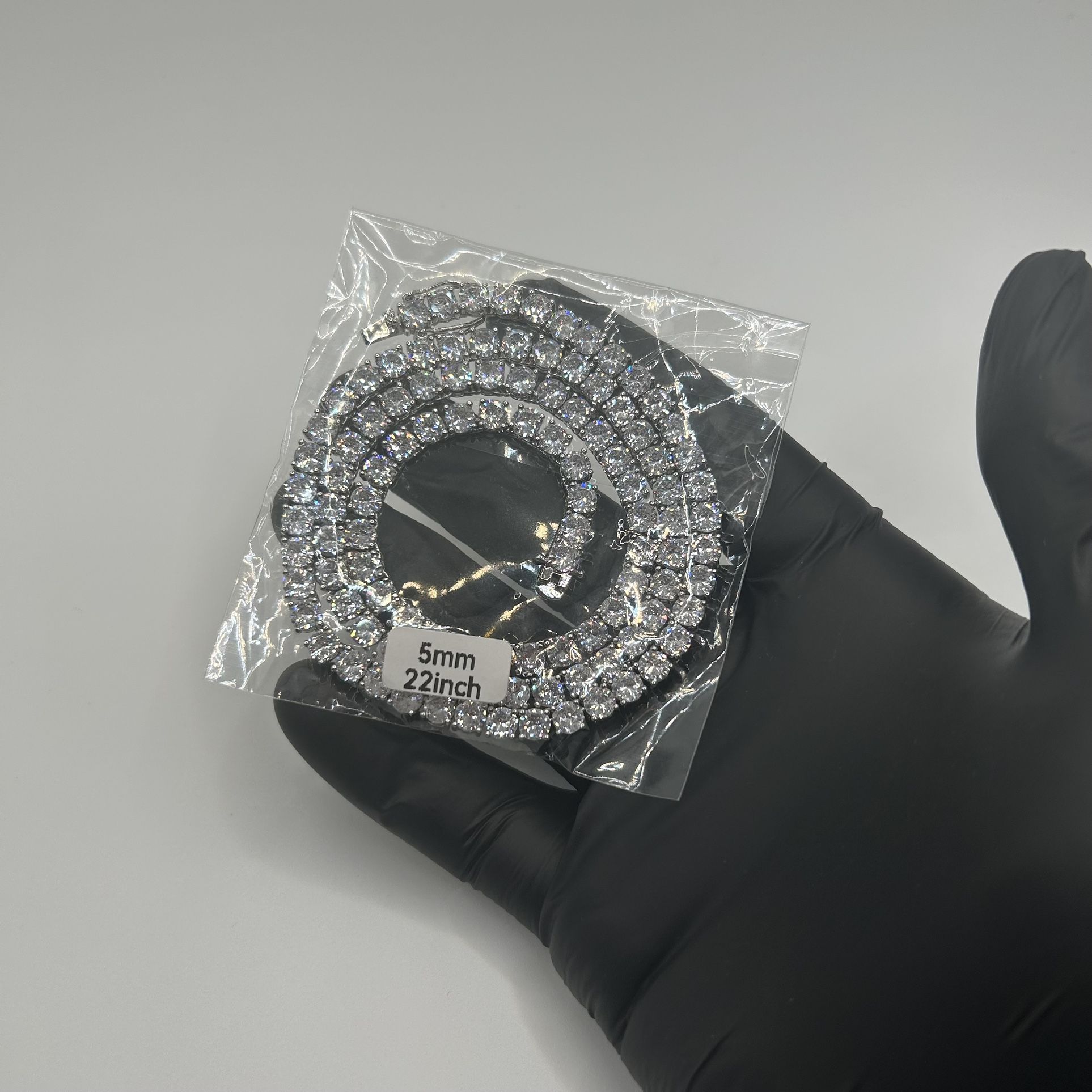 Moissanite Iced Out Tennis Chain Silver 5mm 22 Inches Brand New VVS1 Necklace