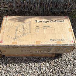 New In Box Glass Door Indoor Storage Cabinet 