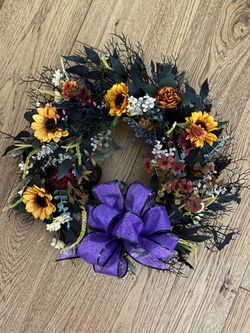 Handmade Dark Halloween Wreath Will Transition to Thanksgiving