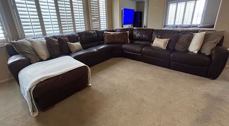 5-piece genuine leather sectional