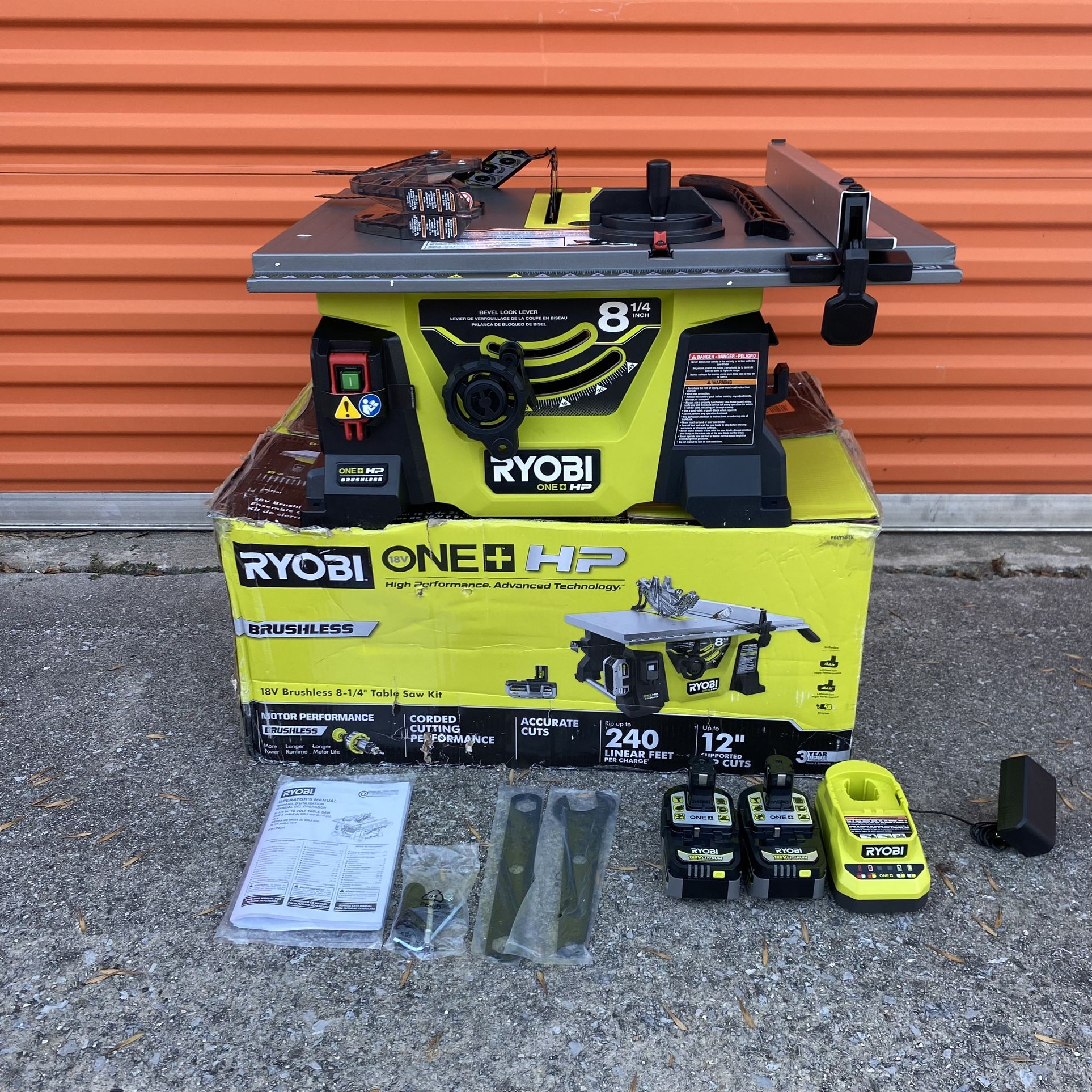 RYOBI ONE+ HP 18V Brushless Cordless 8-1/4 in. Compact Portable Jobsite Table Saw Kit with (2) 4.0 Ah Batteries and Charger