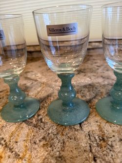 4 Never Used Villeroy Boch Green Water Goblet - Wine Goblets Or Dessert Glasses 