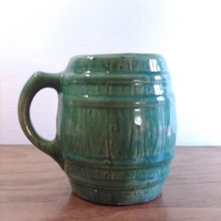 Antique Green Stoneware Barrel Mug #4 McCoy Sanitary Stoneware Co