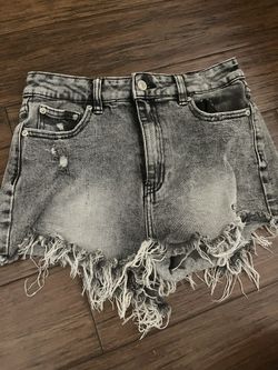 grey denim shorts