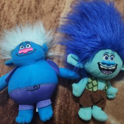 Trolls 14"  Tall Plush Doll Stuffed Happy Branch Blue Hair 2016 DreamWorks Toy