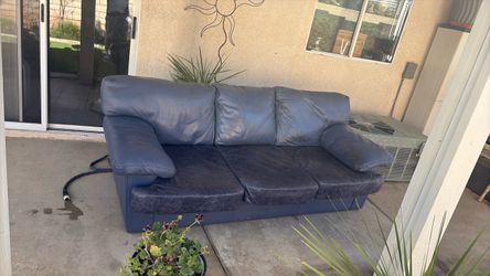 Blue Leather Sofa Couch