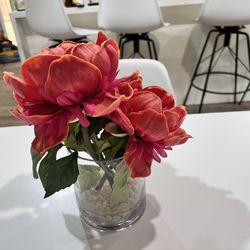Synthetic Peony Flower 🌺 With Vase