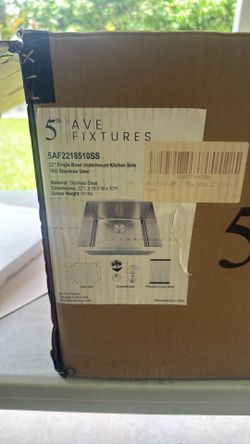 5th AVE . 22in Single Bowl Stainless Steel Kitchen Sink
