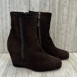 Prada Linea Rossa Brown Suede Wedge Boots