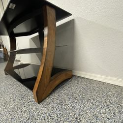 TV Stand / Entertainment Center - Wood - Metal - Black Glass 