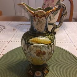 VERY UNIQUE LOOKING VINTAGE Vase HAND CRAFTED WITH LOTS OF COLORS 10 INCHES TALL