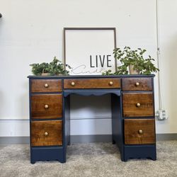 Navy Blue and Walnut Desk (Delivery Available) 