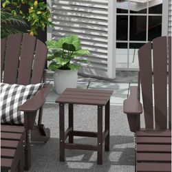 Laguna Hdpe All Weather Outdoor Patio Square Side Table Dark Brown