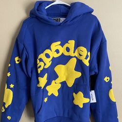 blue sp5der worldwide hoodie