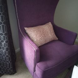 Purple Wingback Office Chair & Painting