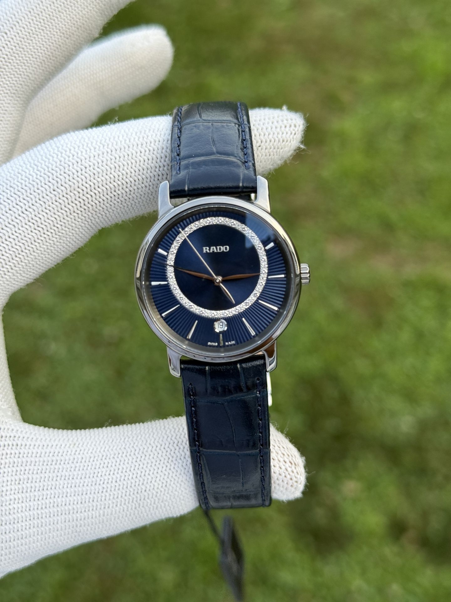 RADO Diamaster Quartz Blue Dial Ladies Watch blue leather strap Watch