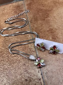 Set Chain and earrings color silver