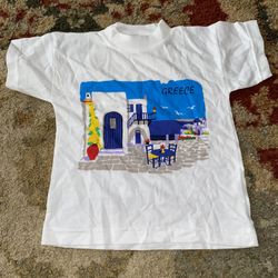White Greek Greece Design T-Shirt Size 2 (2 available) Imported From Greece