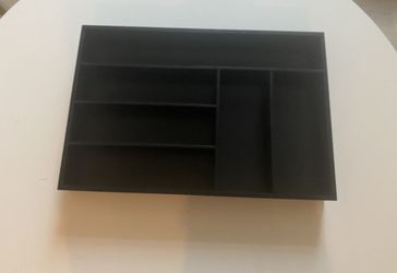 Brookstone Black Wood Storage Drawer Organizer 