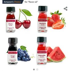LorAnn Super Strength Fruity Flavors in 1 dram bottles (.0125 fl oz - 3.7ml), Watermelon, Grape, Cherry, and Strawberry