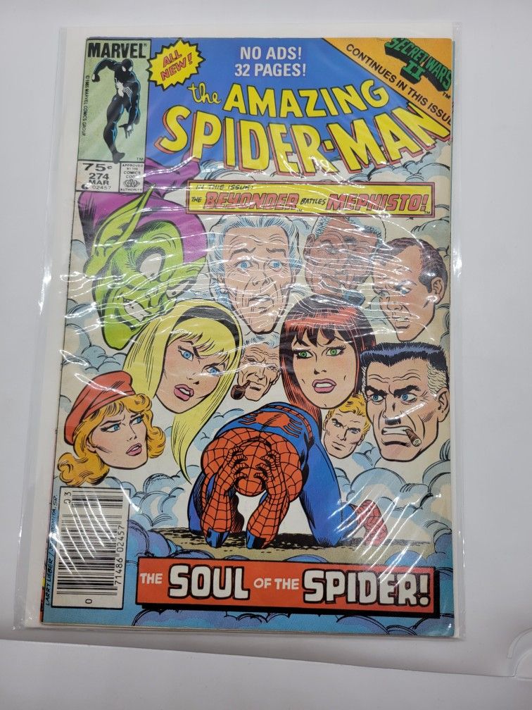 Marvel Comics The Amazing Spiderman #274 Secret Wars 2 The Beyonder VS Mephisto 1985