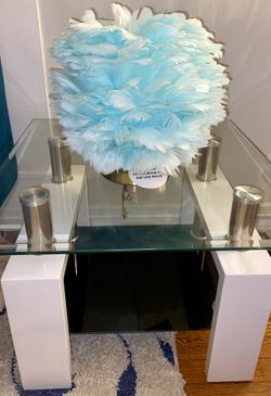 Pair of baby blue feather lamps