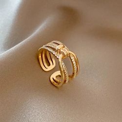 Gold Love Knot Open Adjustable Ring 