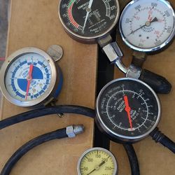 4 antique various gauges