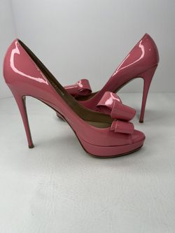 VALENTINO GARAVANI pink bow patent platform heels size 38.5 / 8.5 - rare to find - Like New 