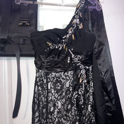 Black And Off White Prom Dress