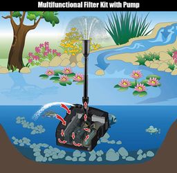 All-in-One 660 GPH Pond Filter Pump with Sterilizer and Fountain Jet