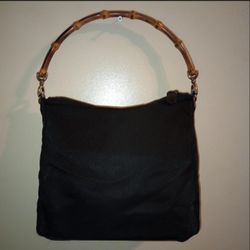 Gucci Vintage Nylon Bamboo Shoulder Bag