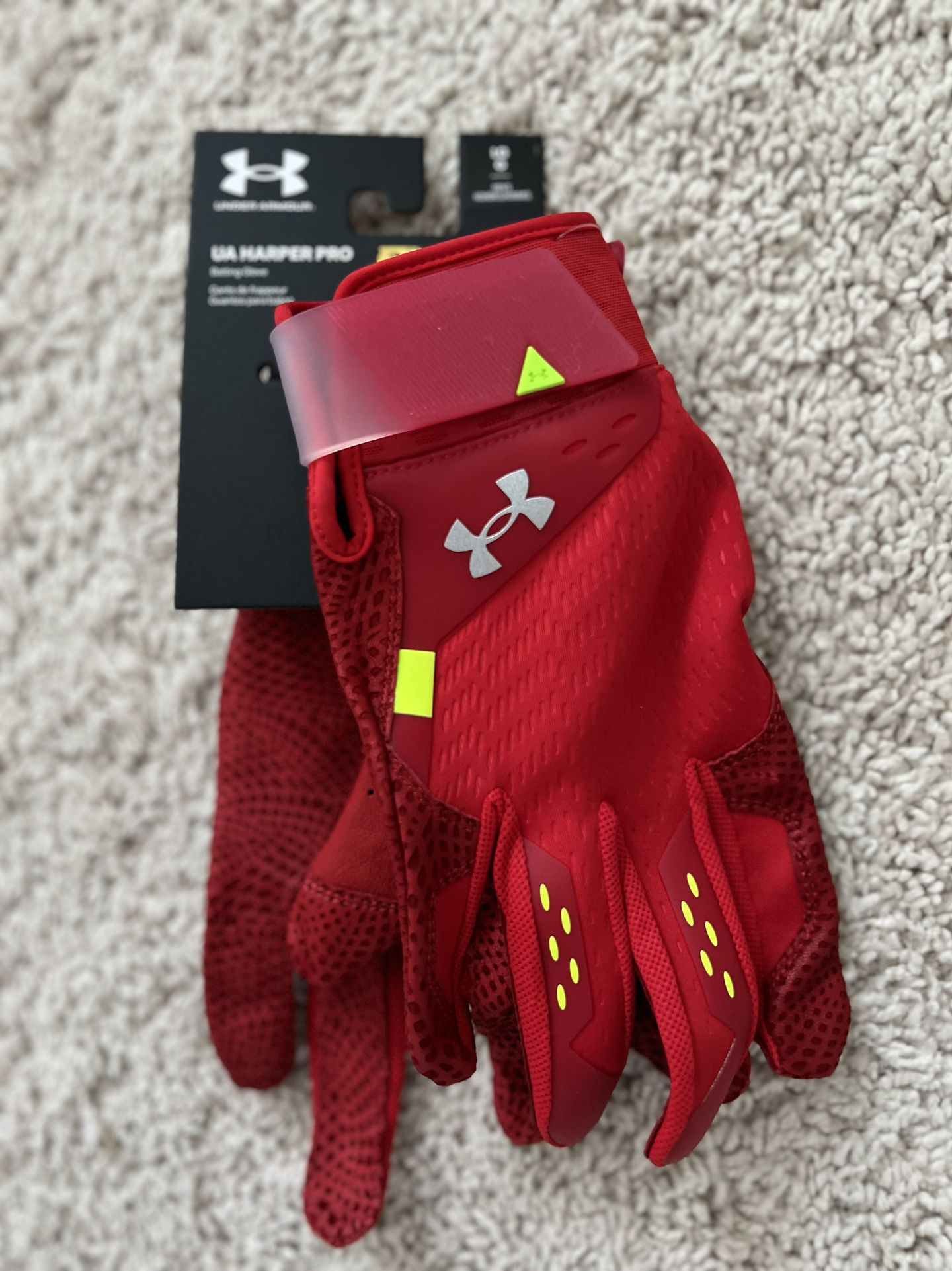 Under Armour Bryce Harper UA Pro Harper Red Batting Gloves  - Brand New - Size: Large - SKU: 1365465-600 