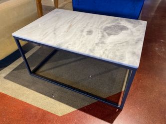 WORLD MARKET Marble Top Coffee Table with Black Metal Legs