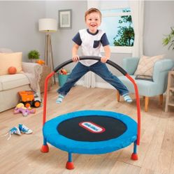 ✨️ $35 w2265 Little Tikes 25" Round Easy Store 3' Folding Trampoline - Blue/Black/Red whsn1