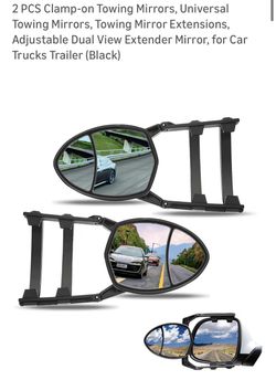 Sodcay 2 PCS Clamp-On Towing Mirrors – Adjustable Dual-View Extender Mirrors (Black) – Open Box Brand New – $25 OBO  Upgrade your towing visibility wi