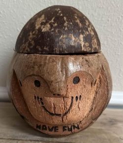 Coconut Decor Coin Bank or Tip Jar Handmade just $3