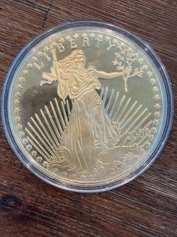 5 Troy Oz .999 Fine Silver Walking Liberty Round – Gold Gilt Finish