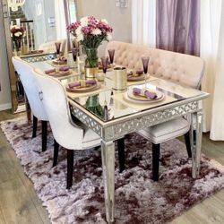 Silver mirrored dining table | NEW IN PACKAGING
