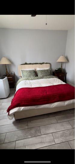 Bed frame, nightstands and ac