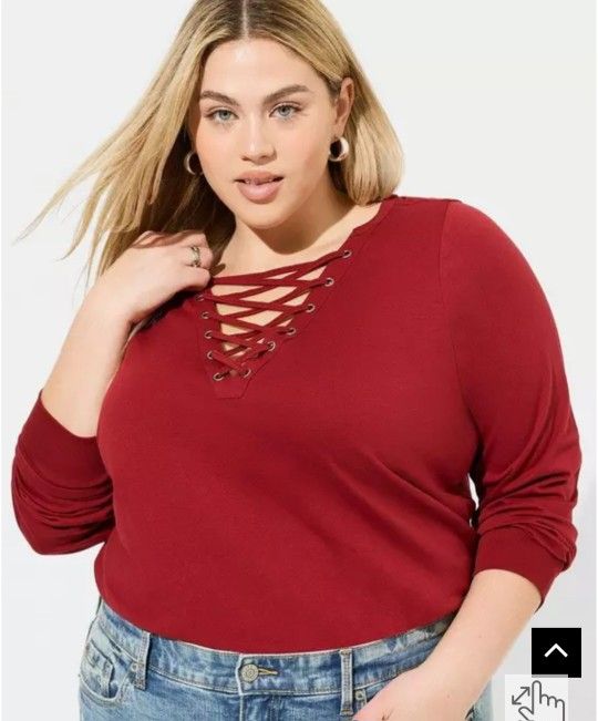 Vintage Cotton Jersey Lace Up Long Sleeve Tee