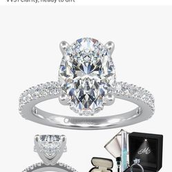 3 Carrot Moissanite Ring With Half Eternity band