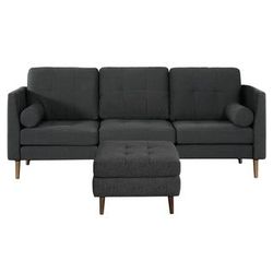 Brand new 85" gray linen sofa + ottoman