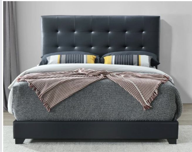 BRAND NEW PATRICK QUEEN BED (BLACK PU)