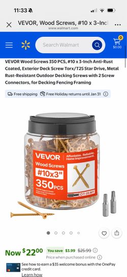 VEVOR Wood Screws 350 PCS, #10 x 3-Inch Anti-Rust Coated, Exterior Deck Screw Torx/T25 Star Drive, Metal Rust-Resistant Outdoor Decking Screws with 2 