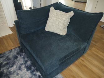 Navy Blue Sectional with Pillows