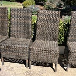 4 Pottery Barn Wicker Outdoor Dining Chairs