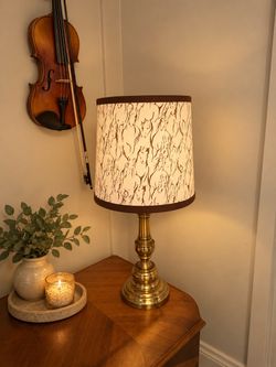 Brass Table Lamp with Horse Print Shade