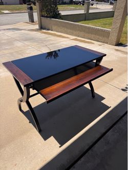 Computer desk with black glass top 48” L x 23.5” W x 30.5” H